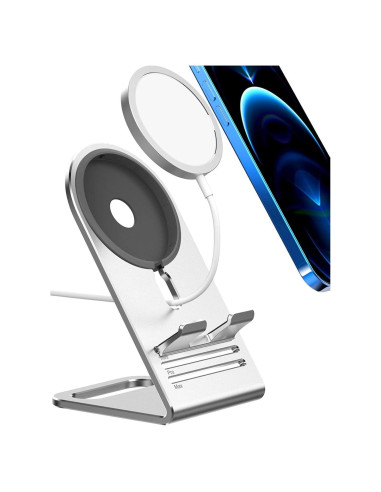 Soporte de Cargador Magsafe HALLEAST Aluminio Plata