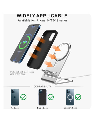 Soporte de Cargador Magsafe HALLEAST Aluminio Plata