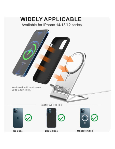 Soporte de Cargador Magsafe HALLEAST Aluminio Plata