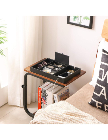 Bandeja de Valet BEWISHOME Organizador de Mesita de Noche 6 Compartimentos Cuero Sintético Negro