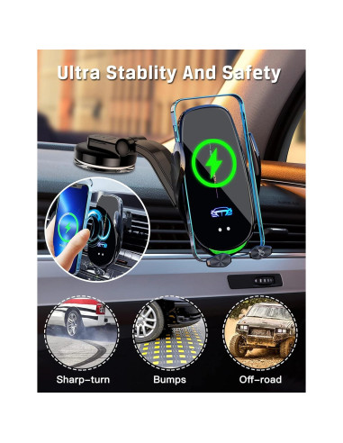 Soporte Cargador Inalámbrico Auto QFUP A3 15W Automático
