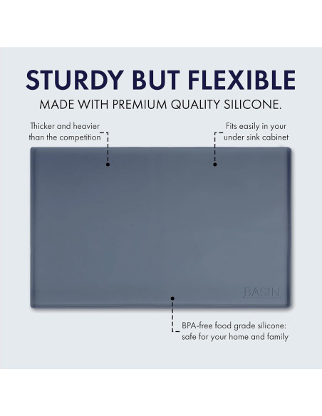 Tapete de Silicona BASIN para Bajo Fregadero Gris 55.88x87.63 cm