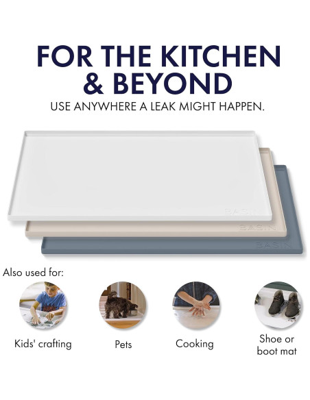 Tapete de Silicona BASIN para Bajo Fregadero Gris 55.88x87.63 cm