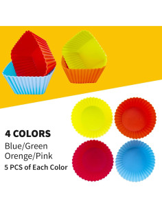 Tazas de Hornear de Silicona YOLCAR 24 Piezas Reutilizables 2