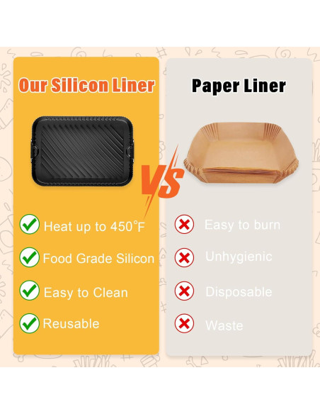 Forro de Silicona Antiadherente HUIRUSO para Freidora Ninja 5.7L