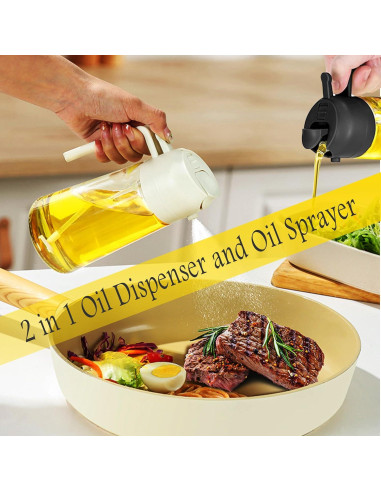 Dispensador y Pulverizador de Aceite Nydia 470ml 2 en 1 Blanco