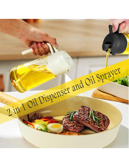 Dispensador y Pulverizador de Aceite Nydia 470ml 2 en 1 Blanco