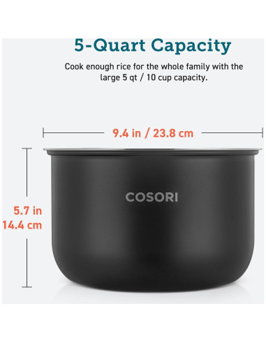 Olla Arrocera COSORI 5 Cuartos Antiadherente 10 Tazas CRC-R501-KUS