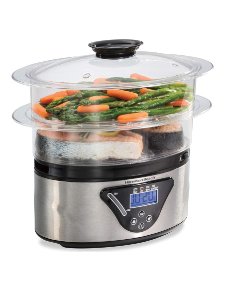 Cocedor Digital Hamilton Beach 5.5L Apilable Negro Acero