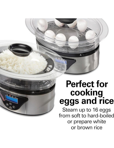 Cocedor Digital Hamilton Beach 5.5L Apilable Negro Acero