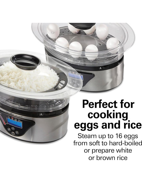Cocedor Digital Hamilton Beach 5.5L Apilable Negro Acero