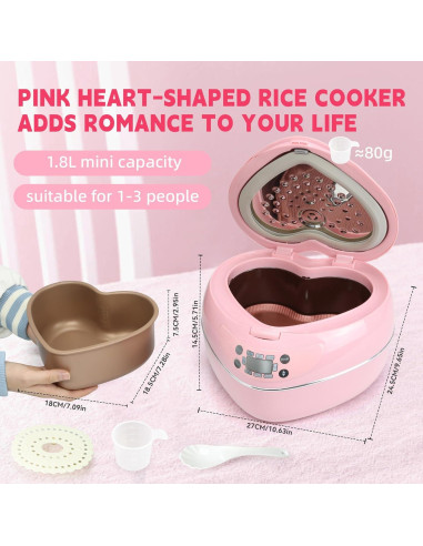 Arrocera Multifuncional Rosa FAOFER 1.8L 300W Corazón