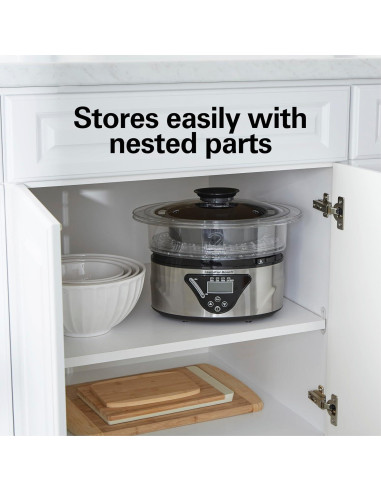 Cocedor Digital Hamilton Beach 5.5L Apilable Negro Acero