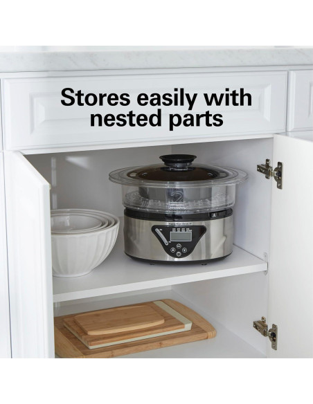 Cocedor Digital Hamilton Beach 5.5L Apilable Negro Acero
