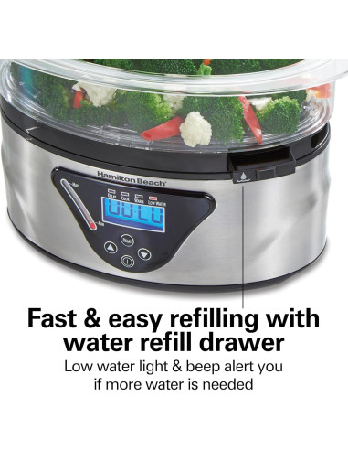 Cocedor Digital Hamilton Beach 5.5L Apilable Negro Acero