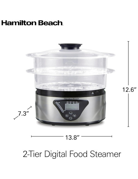 Cocedor Digital Hamilton Beach 5.5L Apilable Negro Acero