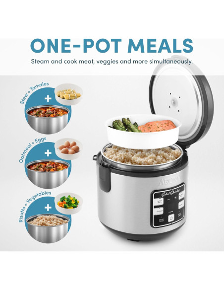 Arrocera Digital Acero Inoxidable Aroma 8 Tazas ARC-914SBDS