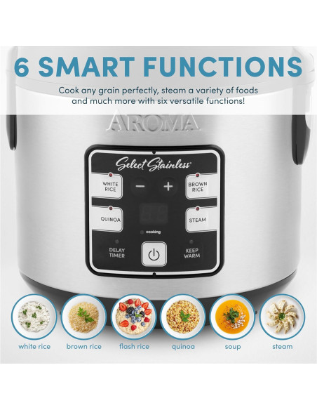 Arrocera Digital Acero Inoxidable Aroma 8 Tazas ARC-914SBDS