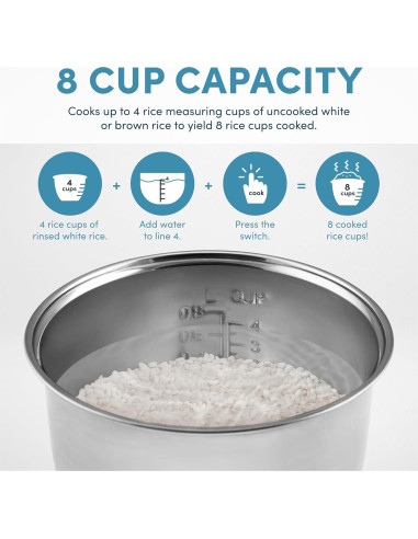 Arrocera Digital Acero Inoxidable Aroma 8 Tazas ARC-914SBDS