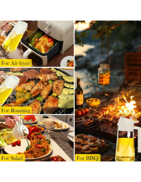 Dispensador y Pulverizador de Aceite Nydia 470ml 2 en 1 Blanco