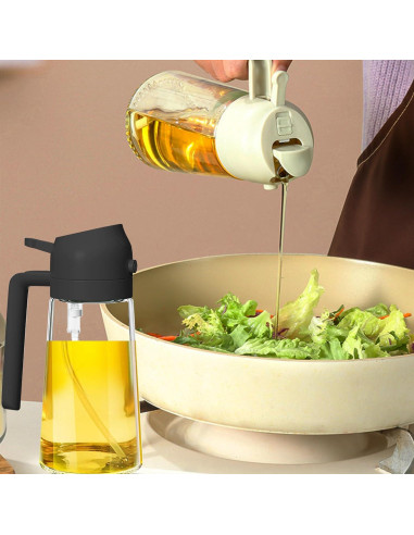 Dispensador y Pulverizador de Aceite Nydia 470ml 2 en 1 Blanco