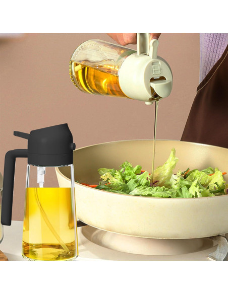 Dispensador y Pulverizador de Aceite Nydia 470ml 2 en 1 Blanco