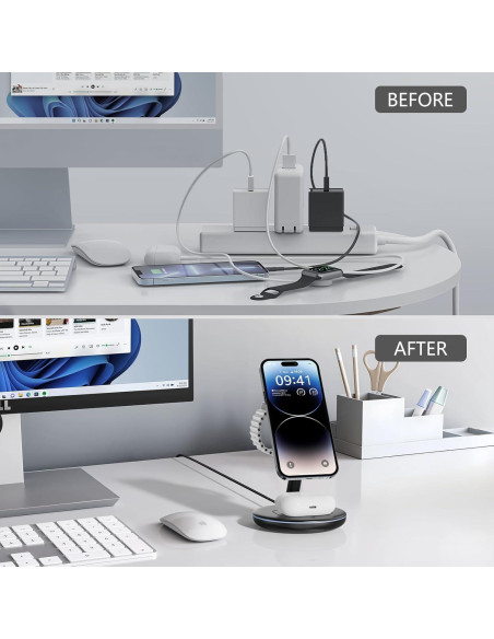 Estación de Carga Inalámbrica Magnética 3 en 1 Kingtron para iPhone