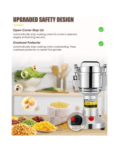 Molinillo de Grano Eléctrico CGOLDENWALL 700g 2400W Alta Velocidad 2