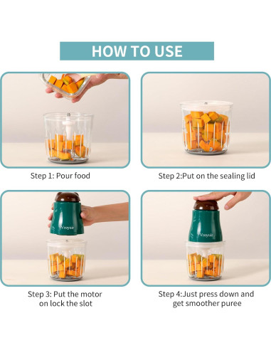 Licuadora de Comida para Bebés Vroyuir 600ml con 10 Cuchillas