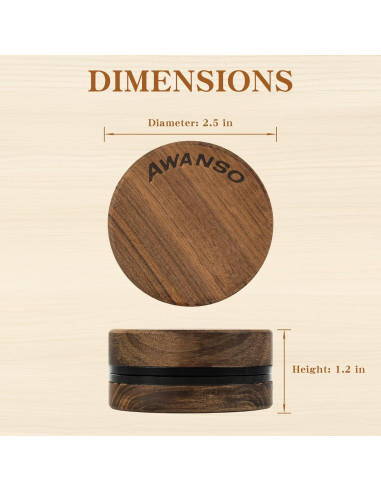 Molino de Especias Manual Awanso de Madera de Nogal 6.35 cm