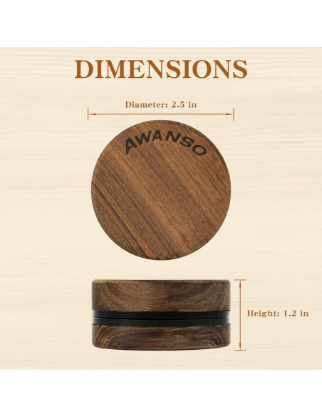 Molino de Especias Manual Awanso de Madera de Nogal 6.35 cm