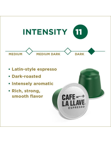 Cápsulas de Espresso La Llave 80 Unidades Aluminio Intensidad 11