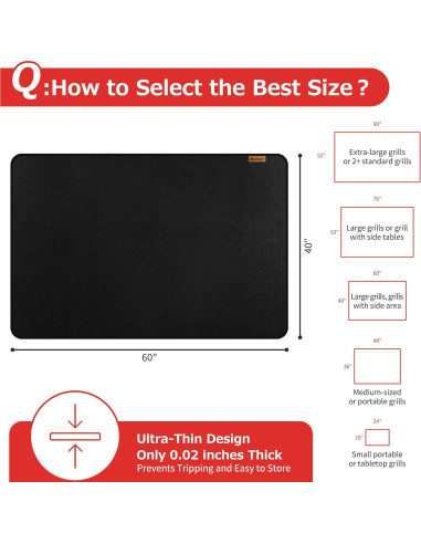 Alfombrilla Ignífuga Matace 60x40 cm para Parrilla BBQ