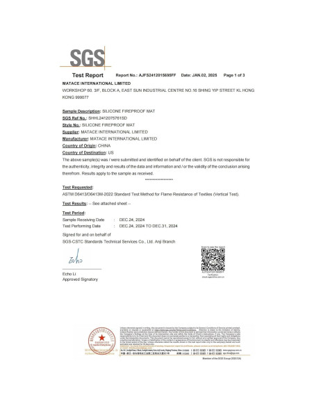 Alfombrilla Ignífuga Matace 60x40 cm para Parrilla BBQ