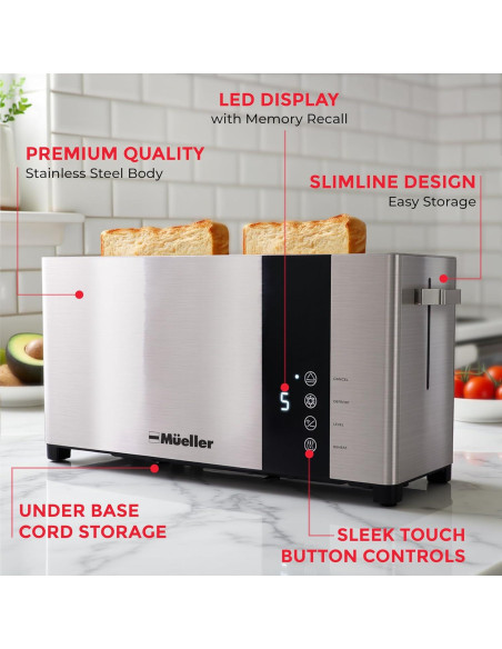 Tostadora Mueller UltraToast Acero Inoxidable 2 Rebanadas