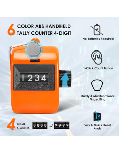 Contadores de Mano KTRIO - Paquete de 6, Mecánicos 4 Dígitos 2