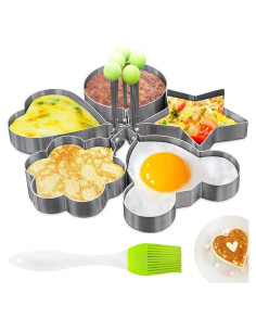 5 Moldes de Acero Inoxidable para Pancakes y Huevos