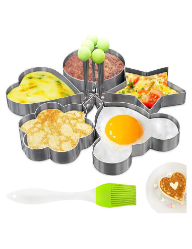 5 Moldes de Acero Inoxidable para Pancakes y Huevos