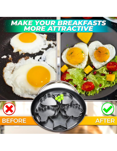 5 Moldes de Acero Inoxidable para Pancakes y Huevos