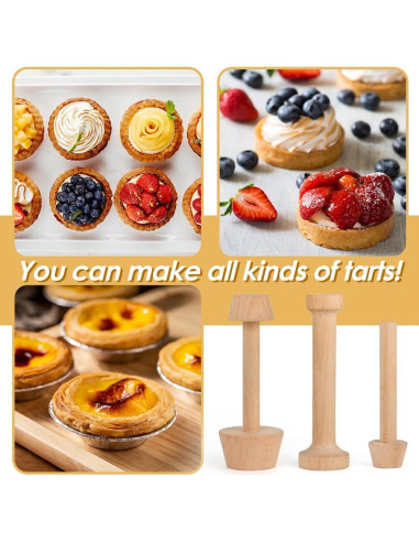 Juego de 3 Prensadores de Tartas de Madera Cyimi