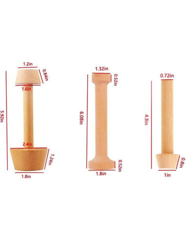 Juego de 3 Prensas de Tarta de Madera BRYHZKCM