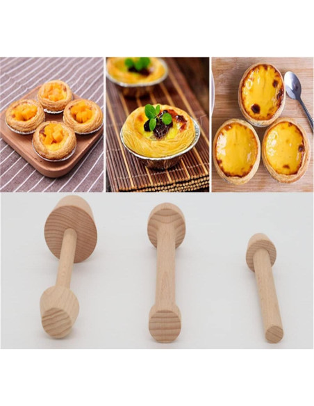 Juego de 3 Prensas de Tarta de Madera BRYHZKCM