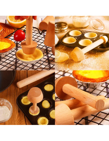 Juego de 3 Prensas de Tarta de Madera BRYHZKCM