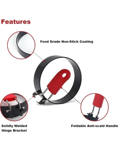 Anillos de Huevo Yubng 8.89 cm Antiadherentes Paquete de 4