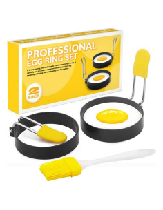 Anillo de Huevo LTWQLing - Molde Redondo Antiadherente 2 Pzas