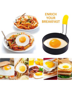 Anillo de Huevo LTWQLing - Molde Redondo Antiadherente 2 Pzas 2