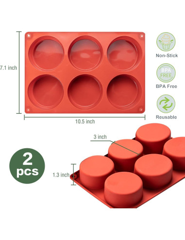 Moldes de Huevo de Silicona Dootafy 2 Piezas 7.6 cm Profundos