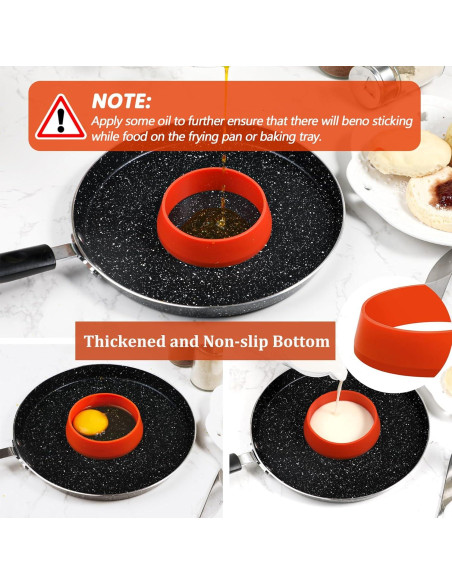 KOLUTI Juego de 6 Anillos de Silicona Antiadherente 8 cm