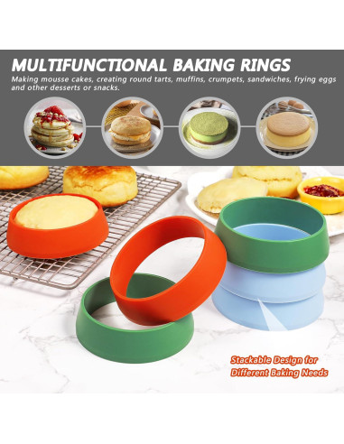 KOLUTI Juego de 6 Anillos de Silicona Antiadherente 8 cm