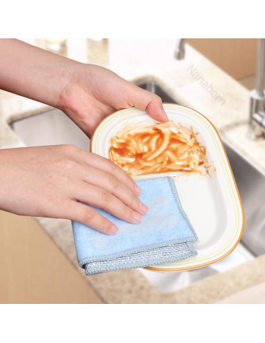Trapo de Lavado de Platos Nanaborn 10 Piezas Azul Sin Rayones